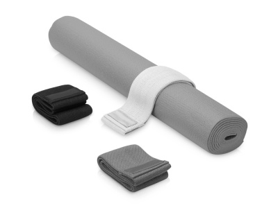 Подарочный набор с ковриком и фитнес резинками "Virasana", серый