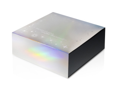 Подарочная коробка с голографическим шубером «Aurora», L, вн. размер 260х260х100 мм.