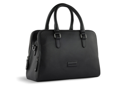 Сумка женская BUGATTI ЭЛЬЗА | ELSA, чёрная, воловья кожа/полиэстер, 32х13х22 см