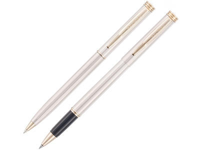 Набор Pierre Cardin коллекция «ПАРА (PEN&PEN)» : ручка шариковая + роллер. Корпус - латунь, отделка - глянцевое покрытие. Детали дизайна - позолота. Цвет - серебристо-бежевый. Упаковка Е.