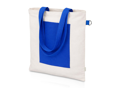 Сумка для покупок Тема из переработанных материалов с наружным цветным карманом, синий