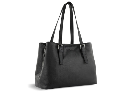 Сумка женская BUGATTI БЕЛЛА | BELLA, чёрная, воловья кожа/полиэстер, 33х14х25 см