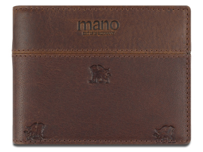 Портмоне Mano "Don Leon", натуральная кожа в коричневом цвете, 11 х 8,6 см