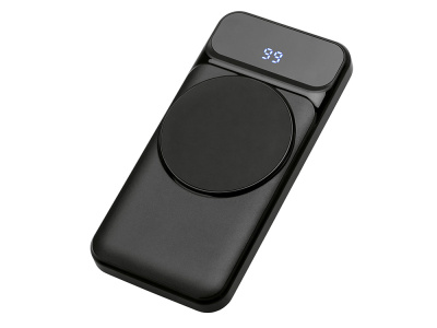 Магнитный беспроводной внешний аккумулятор со встроенными кабелями «Мэни»,быстаря зарядка, 10000 мАч, черный