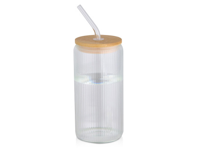 Ёмкость Mirage из боросиликатного стекла объемом 500 мл с одинарными стенками и крышкой из бамбука - Прозрачный