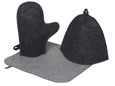 Банный набор из шапки, рукавицы и коврика "Calm", серый