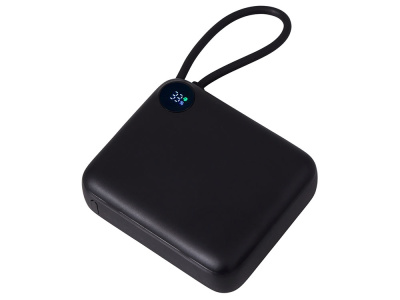 Внешний аккумулятор со встроенным кабелем «Liri», QC/PD, 10000 мАч, черный