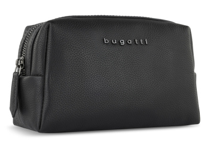 Косметичка BUGATTI БЕЛЛА | BELLA, чёрная, воловья кожа/полиэстер, 19х8,5х11 см